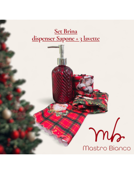 Set 4 Pezzi Dispenser Sapone 370 ml in Vetro + 3 Lavette