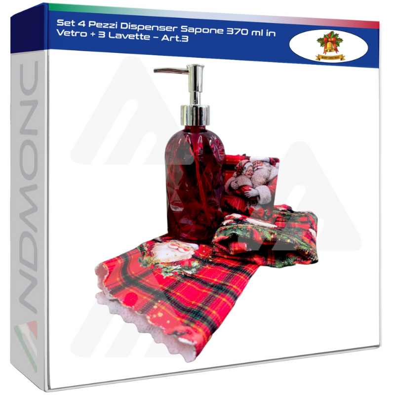 Set 4 Pezzi Dispenser Sapone 370 ml in Vetro +...