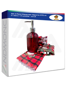 Set 4 Pezzi Dispenser Sapone 370 ml in Vetro + 3 Lavette...