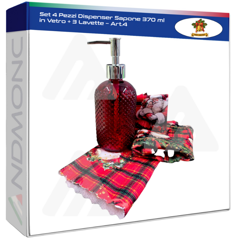 Set 4 Pezzi Dispenser Sapone 370 ml in Vetro +...