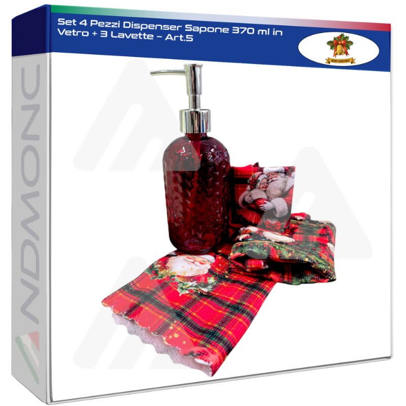 Set 4 Pezzi Dispenser Sapone 370 ml in Vetro +...