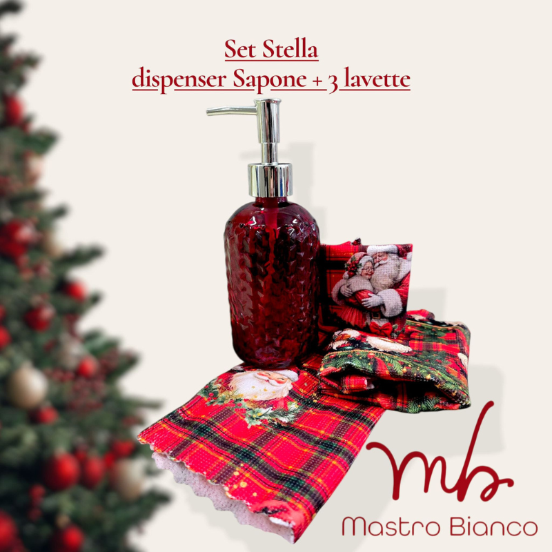 Set 4 Pezzi Dispenser Sapone 370 ml in Vetro +...