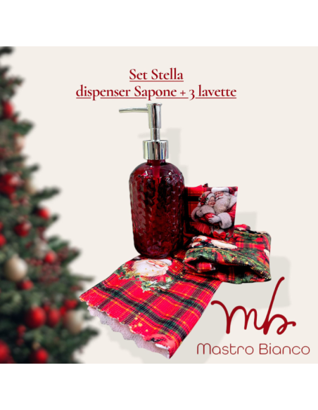 Set 4 Pezzi Dispenser Sapone 370 ml in Vetro + 3 Lavette – Art.5