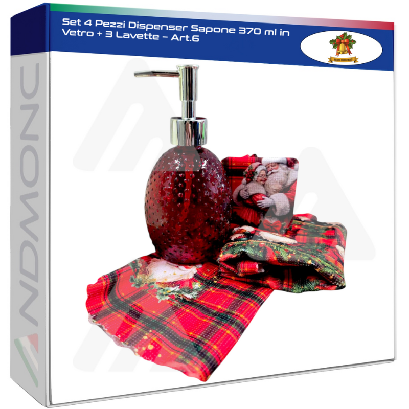 Set 4 Pezzi Dispenser Sapone 370 ml in Vetro +...