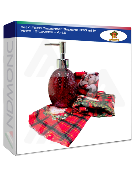 Set 4 Pezzi Dispenser Sapone 370 ml in Vetro + 3 Lavette – Art.6
