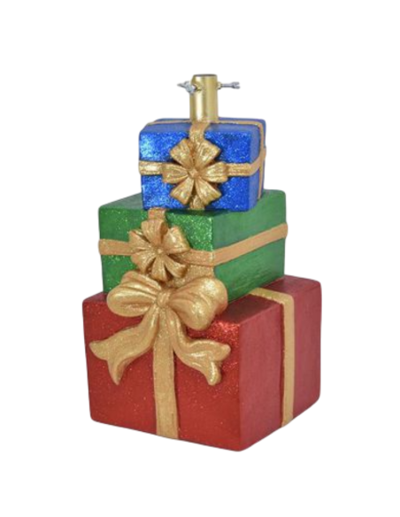 Base Albero di Natale a Forma di Regalo 27x28x47,5 cm – Supporto Decorativo Natalizio Elegante e Stabile