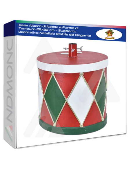 Base Albero di Natale a Forma di Tamburo 22x23 cm – Supporto Decorativo Natalizio Stabile ed Elegante