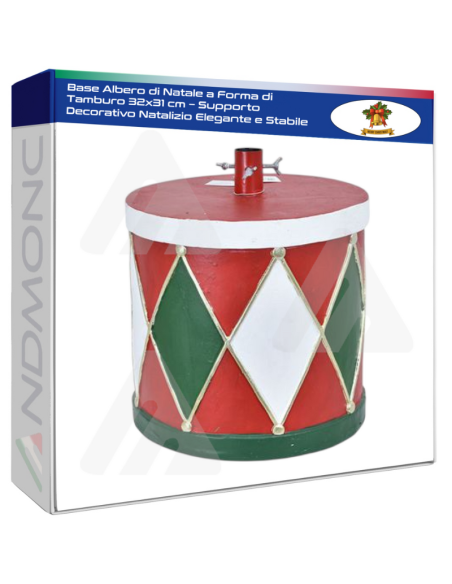 Base Albero di Natale a Forma di Tamburo 32x31 cm – Supporto Decorativo Natalizio Elegante e Stabile