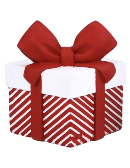 Base Albero di Natale a Forma di Regalo Bianco e Rosso 36x36x47 cm – Supporto Decorativo Natalizio Elegante e Stabile