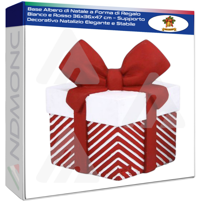 Base Albero di Natale a Forma di Regalo Bianco...