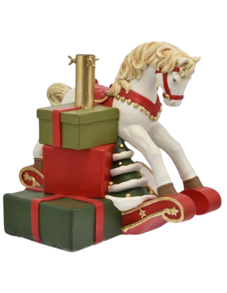 Base Albero di Natale a Forma di Cavallo e Regali 46,5x29,5x40 cm – Supporto Decorativo Natalizio Elegante e Originale