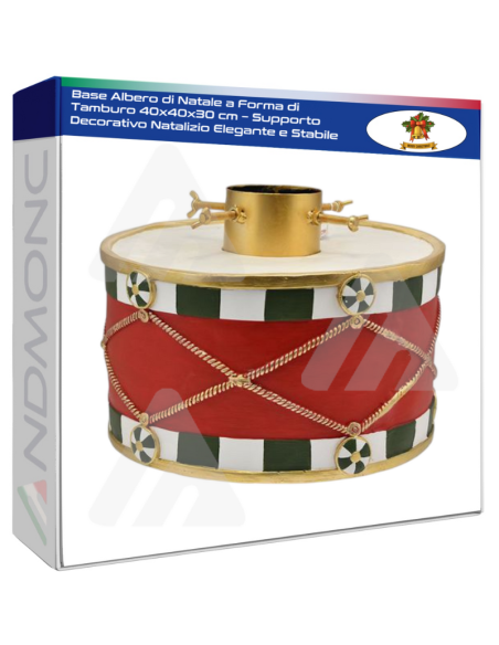 Base per Albero di Natale a Forma di Tamburo 40x40x30 cm – Supporto Decorativo Natalizio Elegante e Stabile