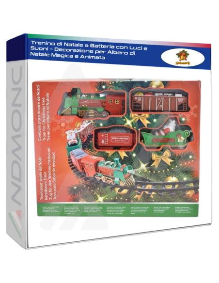 Trenino di Natale a Batteria con Luci e Suoni – Decorazione per Albero di Natale Magica e Animata