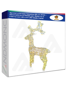 Renna Luminosa Natalizia 65 cm IP44 – Decorazione di...