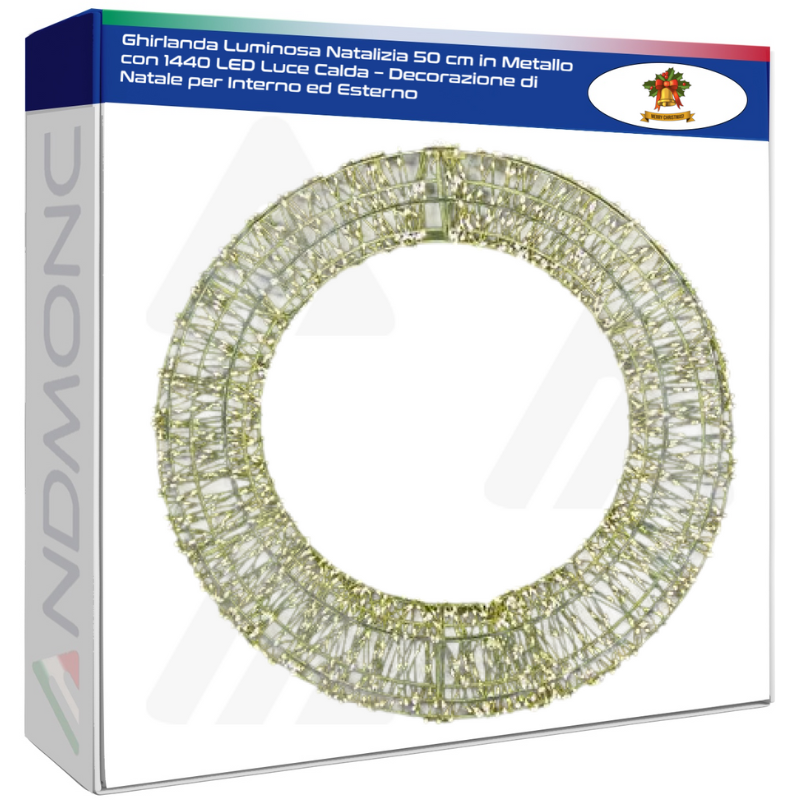 Ghirlanda Luminosa Natalizia 50 cm in Metallo...