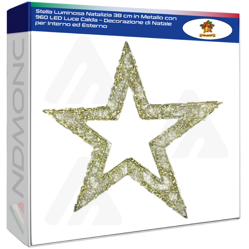 Stella Luminosa Natalizia 38 cm in Metallo con...