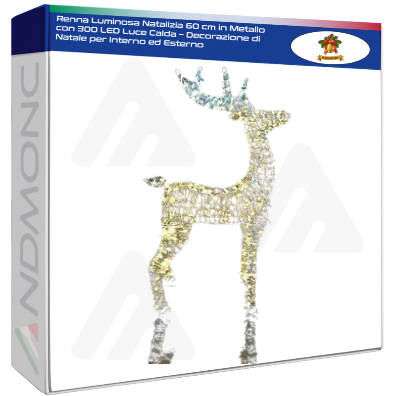 Renna Luminosa Natalizia 60 cm in Metallo con...