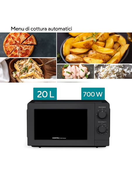Forno a Microonde KUMTEL HMIN-05 20 Litri – Colore Nero, Digitale, Potenza 700W