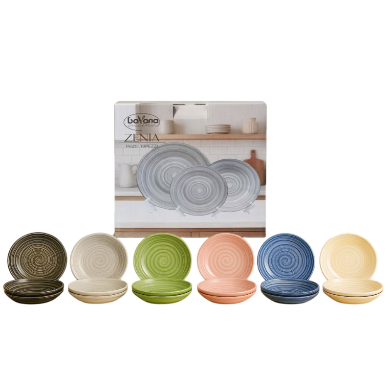 Set 18 Pezzi Servizio di Piatti in Porcellana...