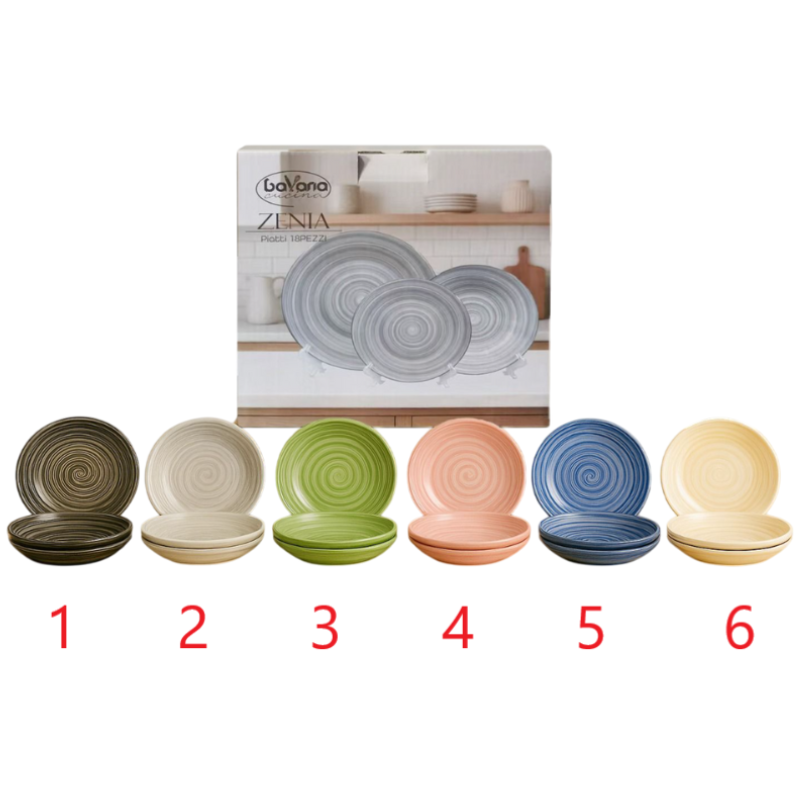 Set 18 Pezzi Servizio di Piatti in Porcellana...