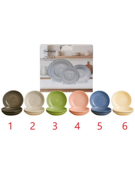 Set 18 Pezzi Servizio di Piatti in Porcellana Bavaria – Colorato, Elegante e Resistente, Ideale per 6 Persone