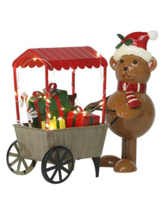 Orso con Carretto Natalizio con LED 25x10x22,5 cm –... 2