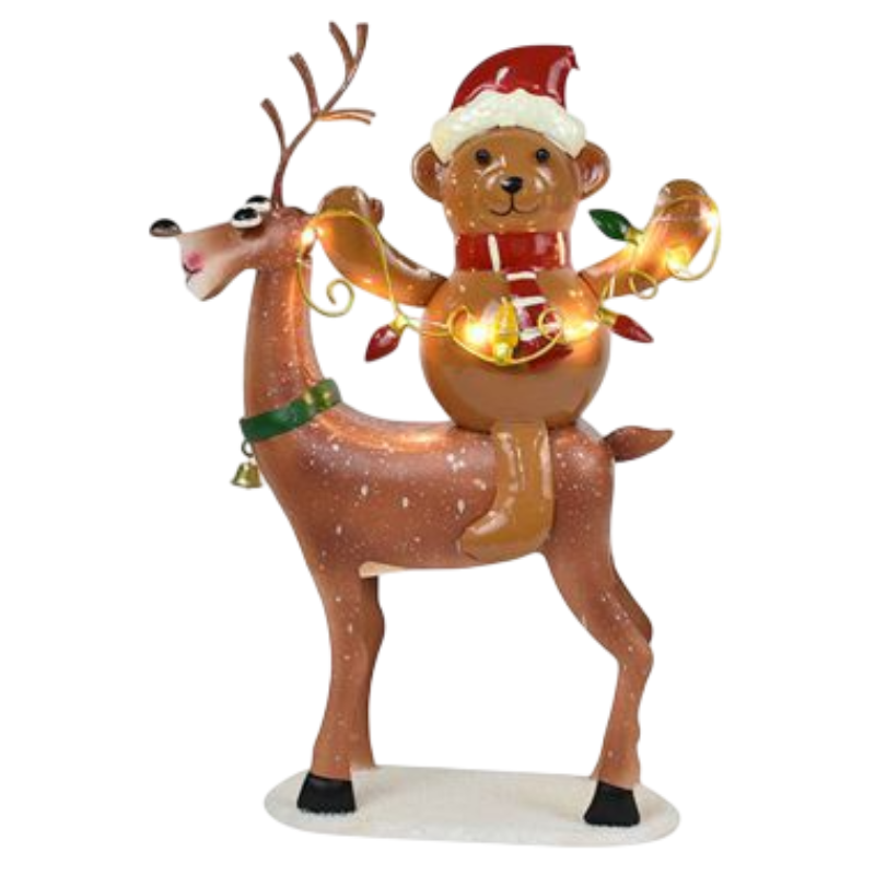 Orso e Renna Natalizi con LED 26,5x11x35,5 cm –...