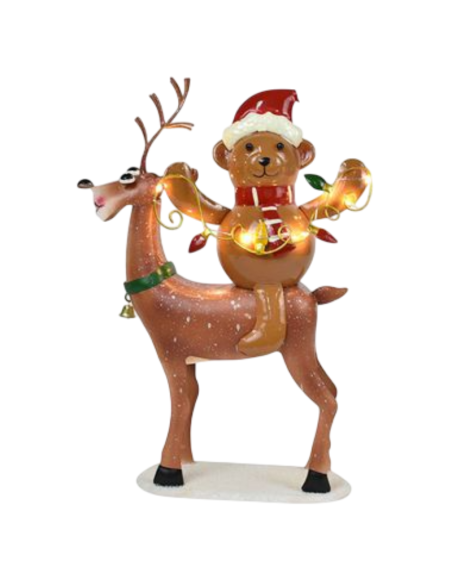 Orso e Renna Natalizi con LED 26,5x11x35,5 cm – Decorazione di Natale Luminosa da Interno