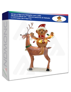 Orso e Renna Natalizi con LED 26,5x11x35,5 cm –...