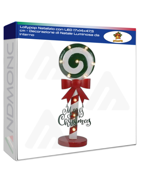 Lollypop Natalizio con LED 17x14x47,5 cm – Decorazione di Natale Luminosa da Interno