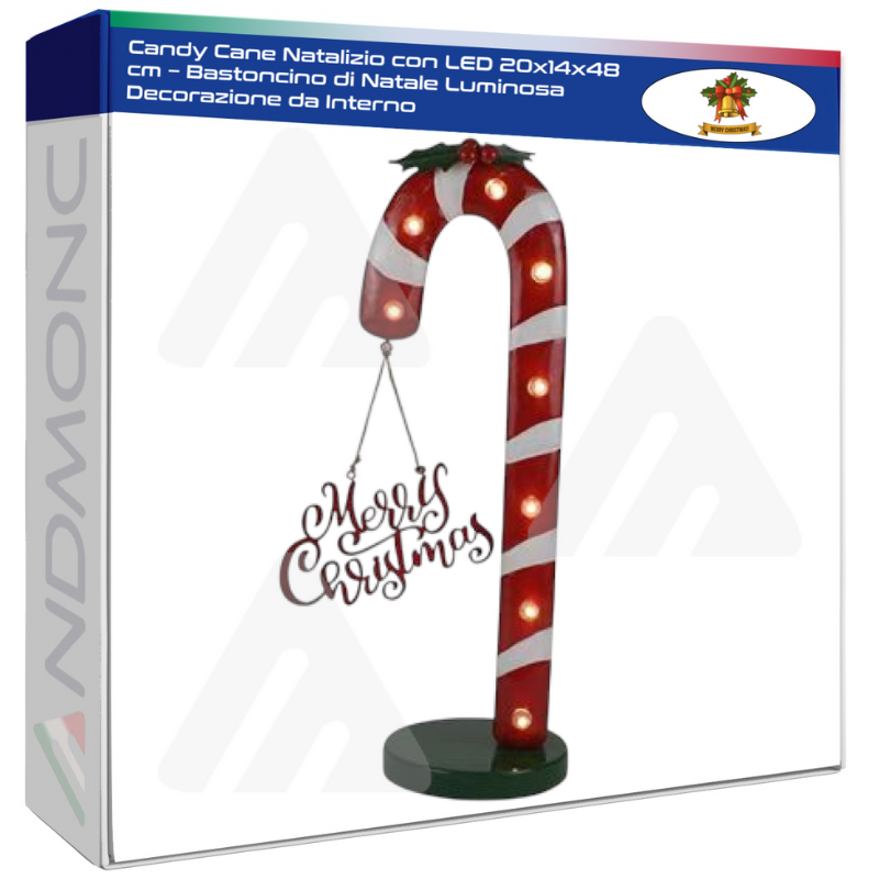 Candy Cane Natalizio con LED 20x14x48 cm –...