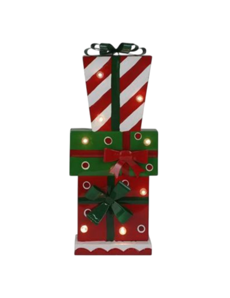 Piramide di Pacchi Regalo con LED 16x8x44 cm – Decorazione Natalizia Luminosa da Interno