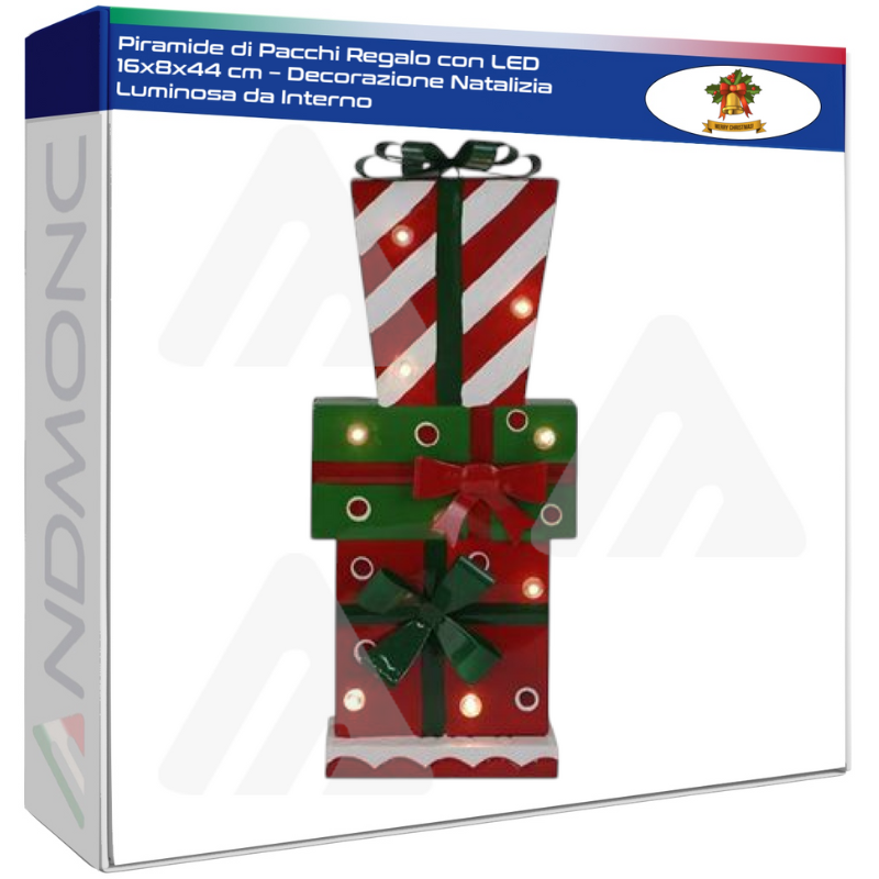 Piramide di Pacchi Regalo con LED 16x8x44 cm –...