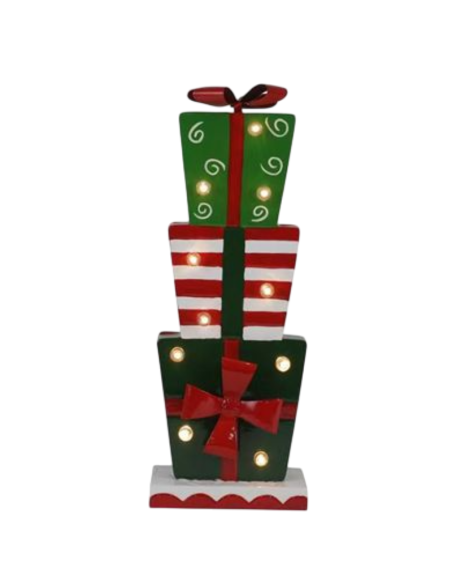 Piramide Pacchi Regalo con LED 18,5x8x45 cm Natale – Decorazione Natalizia Luminosa da Interno Art. 314