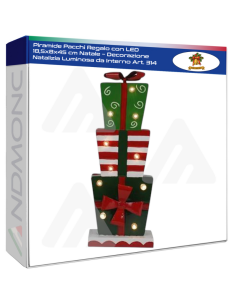 Piramide Pacchi Regalo con LED 18,5x8x45 cm Natale –...