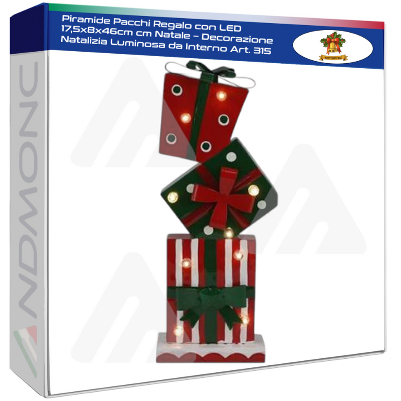 Piramide Pacchi Regalo con LED 17,5x8x46cm cm...