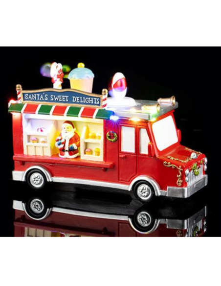 Babbo Natale su Camion con Luci e Movimento a Batterie – Decorazione Natalizia Luminosa Art. M.039
