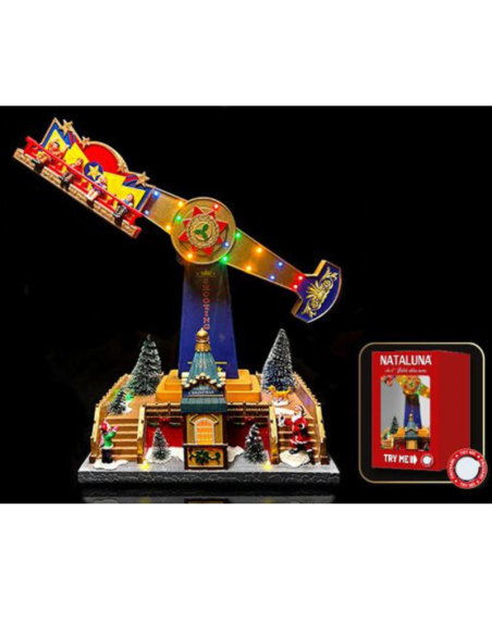 Giostra Natalizia con Luci, Musica e Movimento 24x16,5x40,5 cm – Decorazione Natalizia Animata