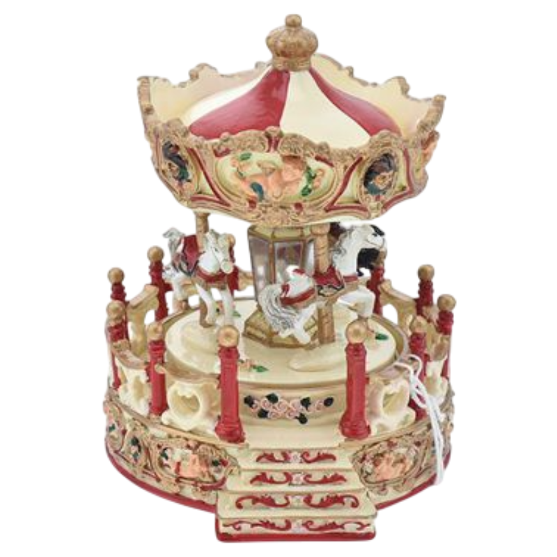 Giostra Carillon 15,5x13,8x17 cm Bianco-Rosso –...