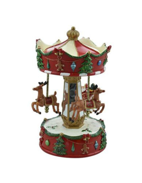 Giostra Carillon 13,5x13,5x25 cm Rossa – Carillon Natalizio Decorativo in Stile Classico