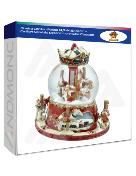 Giostra Carillon Rossa 14,9x14,9x19 cm – Carillon Natalizio Decorativo in Stile Classico