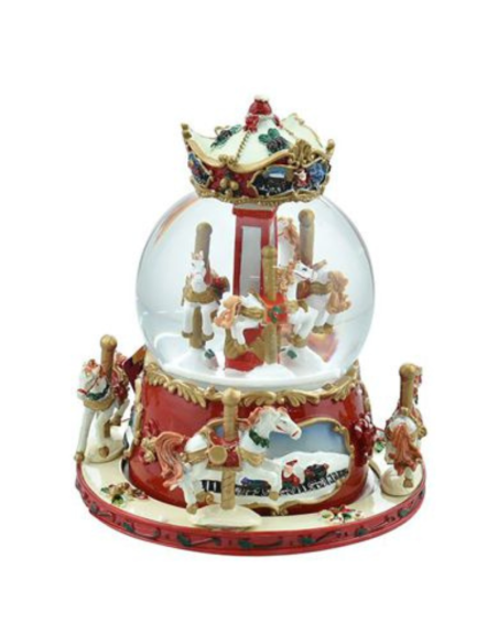 Giostra Carillon Rossa 14,9x14,9x19 cm – Carillon Natalizio Decorativo in Stile Classico