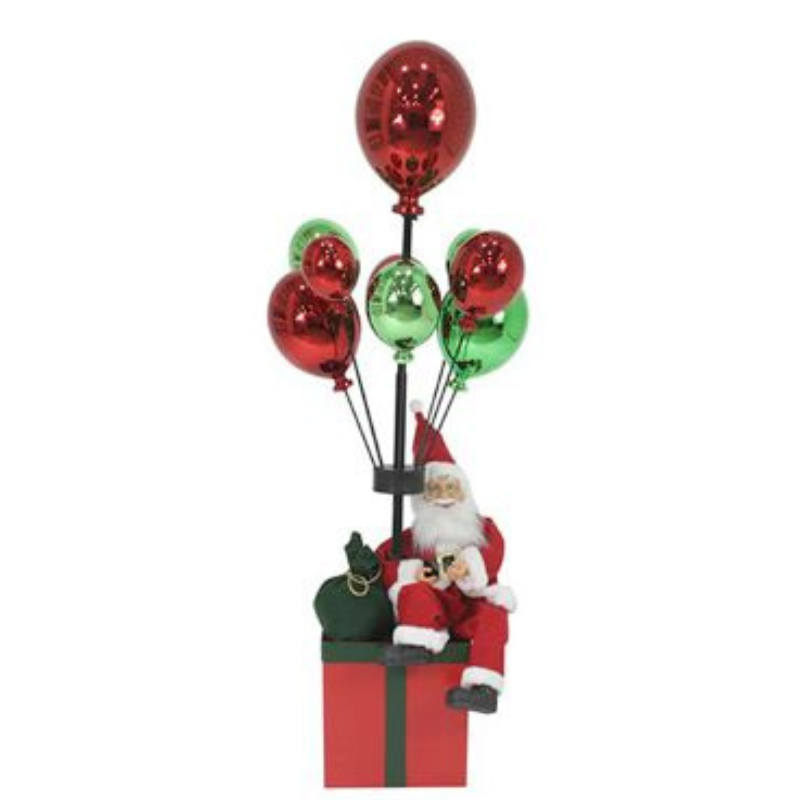 Babbo Natale con Palloncini 60 cm Verde e Rosso...