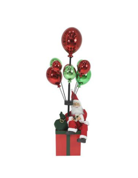 Babbo Natale con Palloncini 60 cm Verde e Rosso – Decorazione Natalizia da Interno