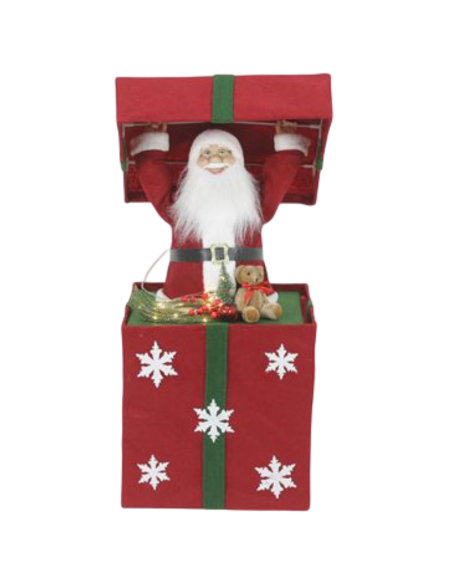 Babbo Natale nel Pacco Regalo 65 cm Rosso e Verde – Decorazione Natalizia Pieghevole