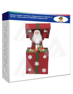 Babbo Natale nel Pacco Regalo 65 cm Rosso e Verde –...