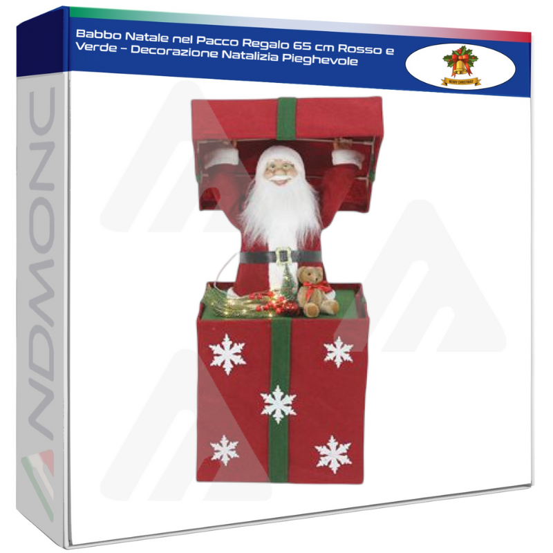 Babbo Natale nel Pacco Regalo 65 cm Rosso e...