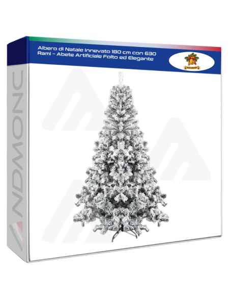 Albero di Natale Innevato 180 cm con 630 Rami – Abete Artificiale Folto ed Elegante
