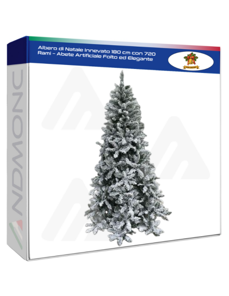 Albero di Natale Innevato 180 cm con 720 Rami – Abete Artificiale Folto ed Elegante