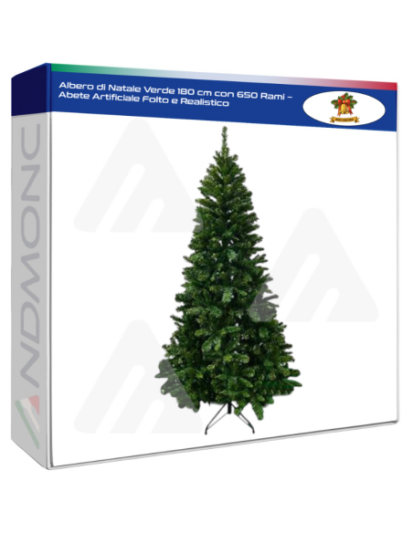 Albero di Natale Verde 180 cm con 650 Rami – Abete Artificiale Folto e Realistico